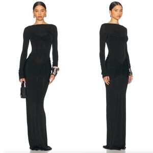 Elegant Black Long Sleeve Maxi Dress